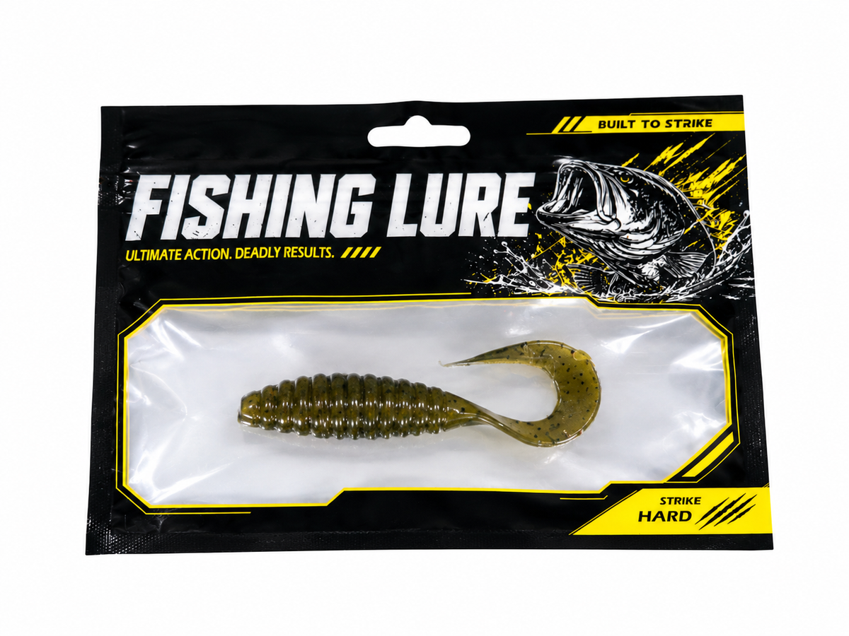 Olive green fish paddle tale soft plastic lure