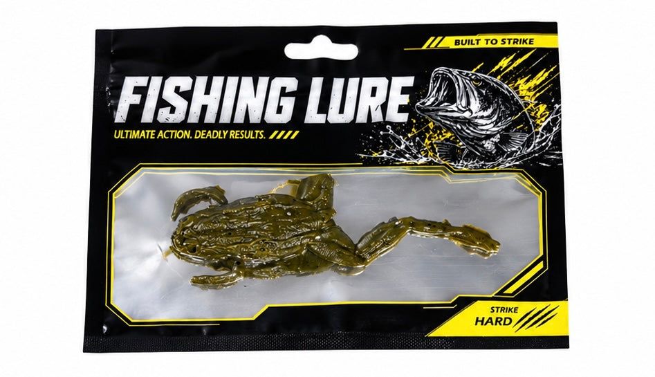Olive green top water frog soft plastic
